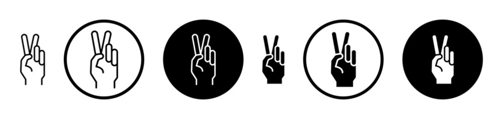 Hand scissors icon set in black filled and stroke line style.