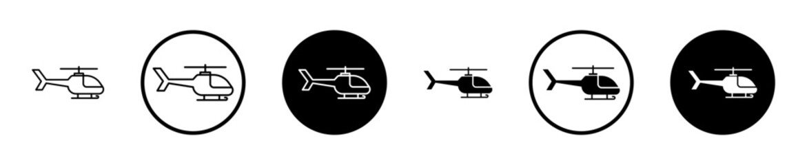 Helicopter icons in black and blue set
