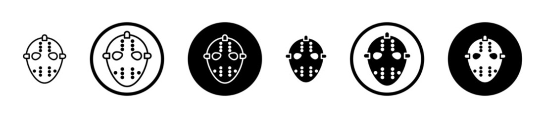 Hockey mask icon set in black filled and stroke line style.