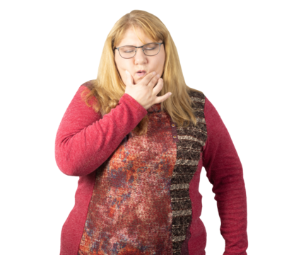 Tired Woman Covering Mouth in a Yawning Gesture - Powered by Adobe
