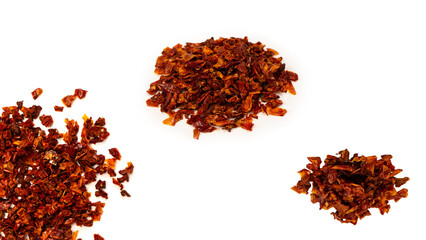 Dried tomatoes isolated on a white background.