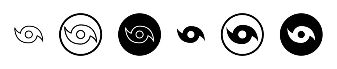Hurricane icons vector pack in black and blue colors