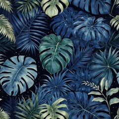 Fototapeta premium Navy Blue Tapestry of Starry Foliage.jpeg