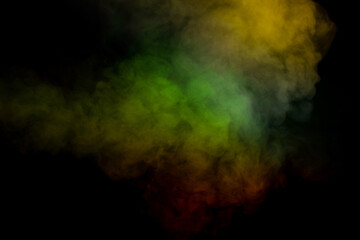 Blue and yellow steam on a black background.