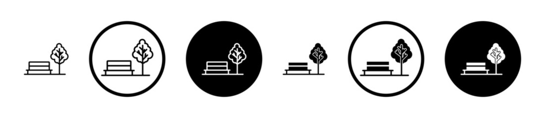 park icon set in black filled and stroke line style.