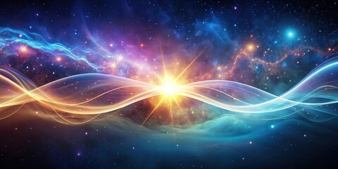Obraz premium Cosmic Energy Waves Flowing Through a Starry Nebula