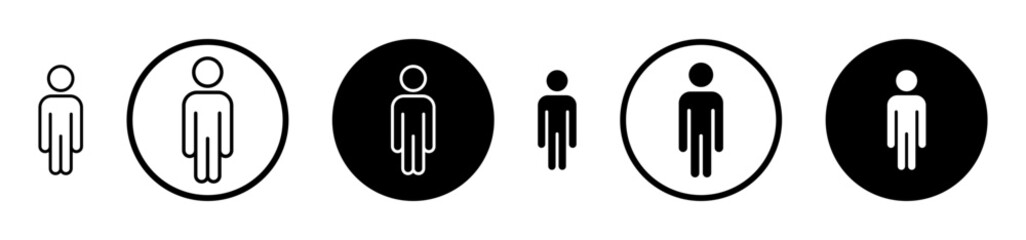 Person icon set in black filled and stroke line style.