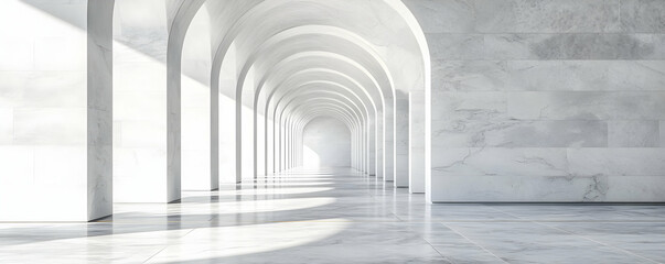 Sunlit Marble Archway Corridor