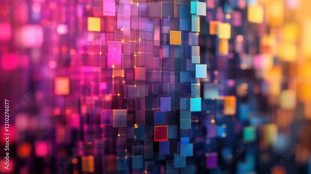 Poster a colorful abstract background with squares of different colors
