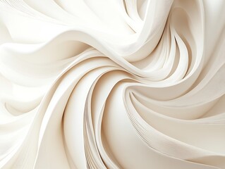 Abstract Creamy White Swirling Paper Layers