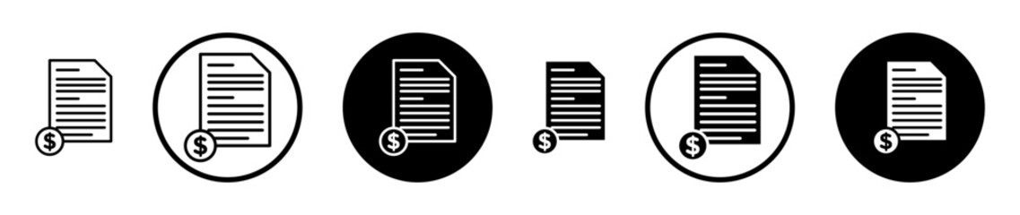 Tax icon set in black filled and stroke line style.