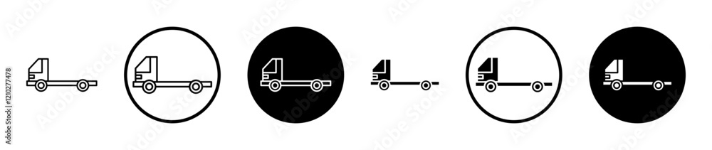 Poster truck container empty icon set in black filled and stroke line style.
