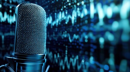 Abstract visualization of sound waves being recorded by a microphone