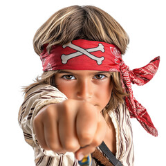 Adventurous pirate kid outdoor playground png image dynamic environment eye-level perspective