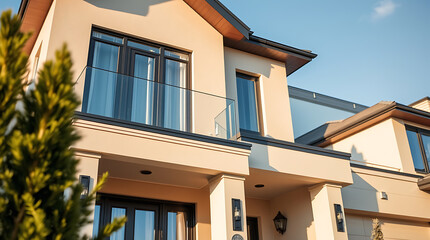 Obraz premium Luxury Modern Home Exterior: Architectural Design and Real Estate Photography