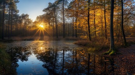 Autumn Sunrise in the Forest