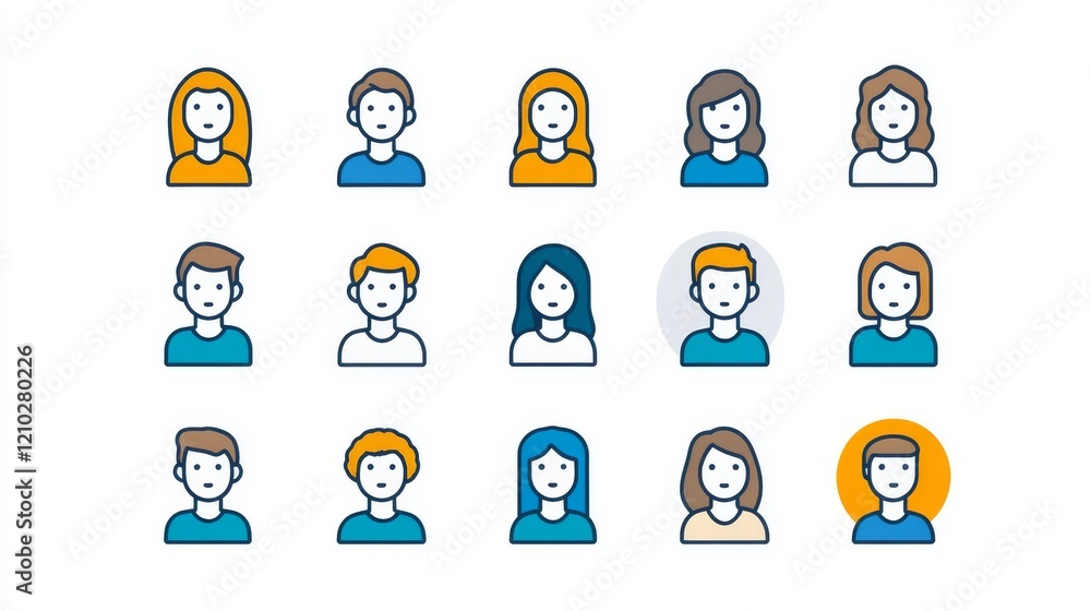 Aufkleber audience analysis linear icons set. assessment and identification of customers interests. e business