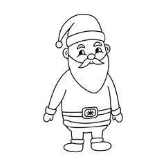 Cartoon Santa Claus. Funny Santa in a hat with a beard. Hand drawn illustration isolated on white background.