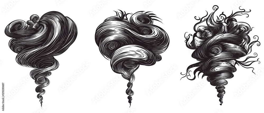 Poster artistic tornado concepts with swirling patterns and dynamic shapes