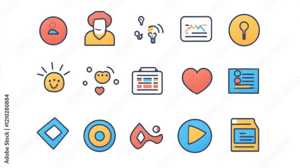 Poster audience analysis linear icons set. assessment and identification of customers interests. e business