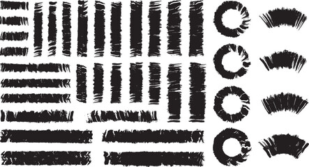 black brush strock set  and white background