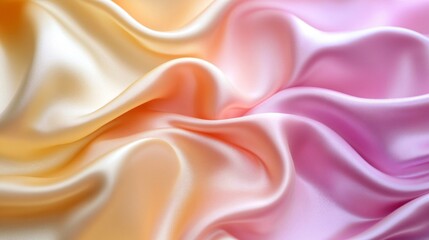 Fototapeta premium Soft Draped Silk Fabric in Pink and Peach Gradient
