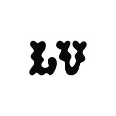 LV monogram logo design letter text name symbol monochrome logotype alphabet character simple logo