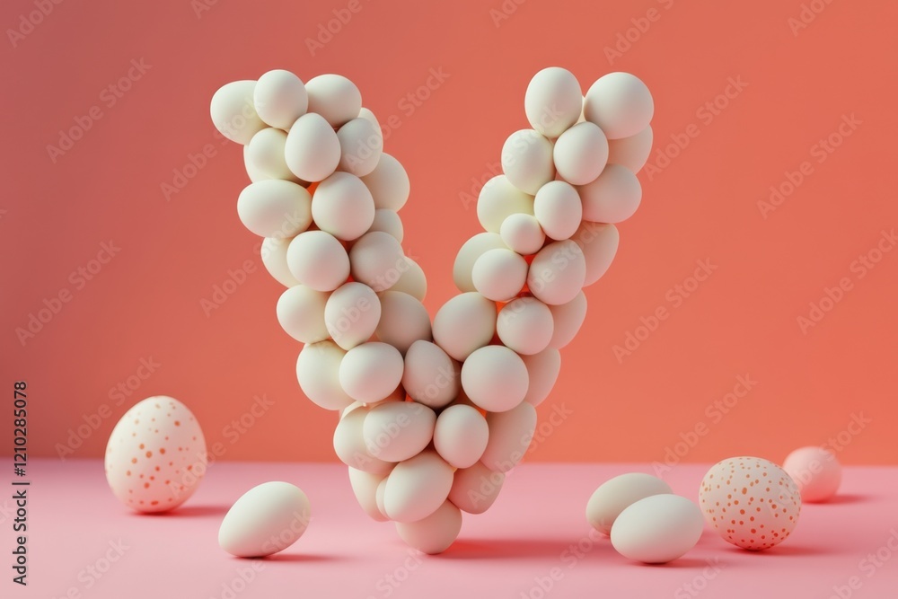 Poster a background with a large v made out of eggs