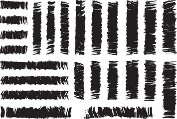 black brush strock set  and white background