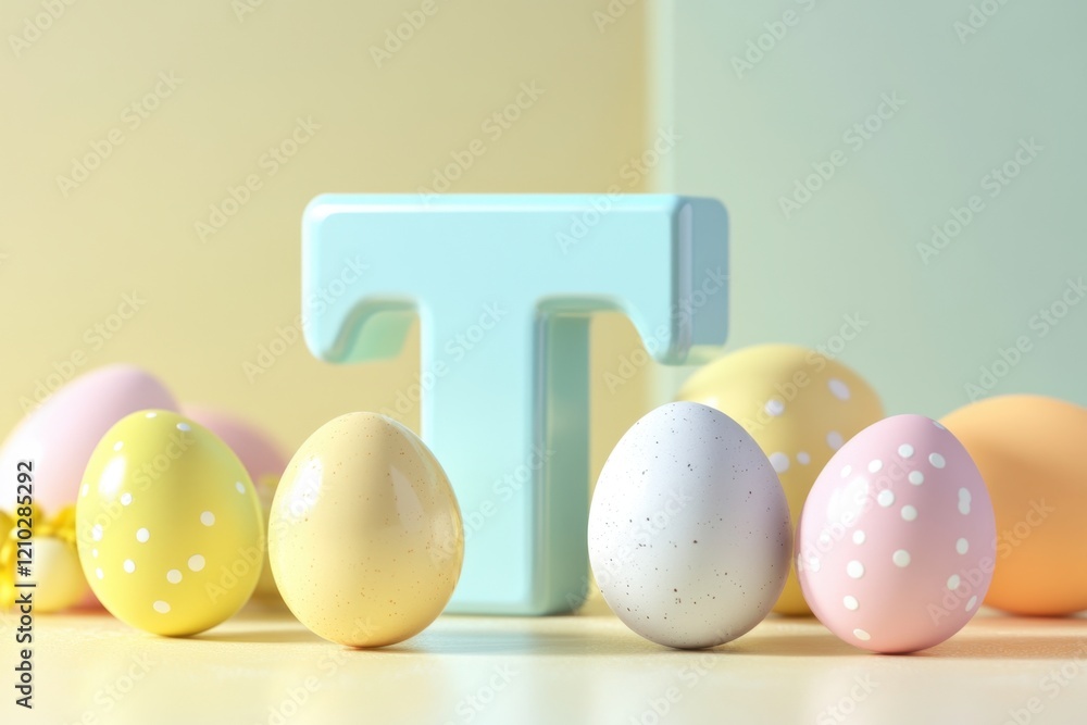 Poster a group of colorful eggs are arranged in a row