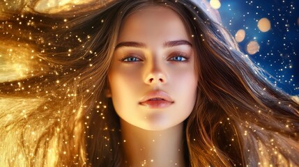 Fototapeta premium Ethereal Beauty of a Woman Surrounded by Shimmering Light
