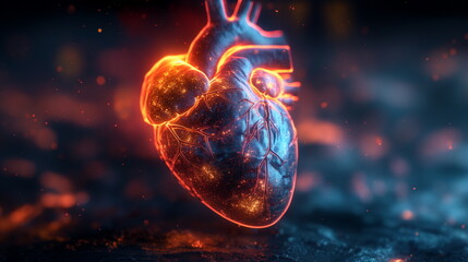 Heart icon with digital effect. Neon Glow. --chaos_004