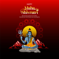 happy maha shivratri background with mountain background