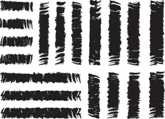 black brush strock set  and white background