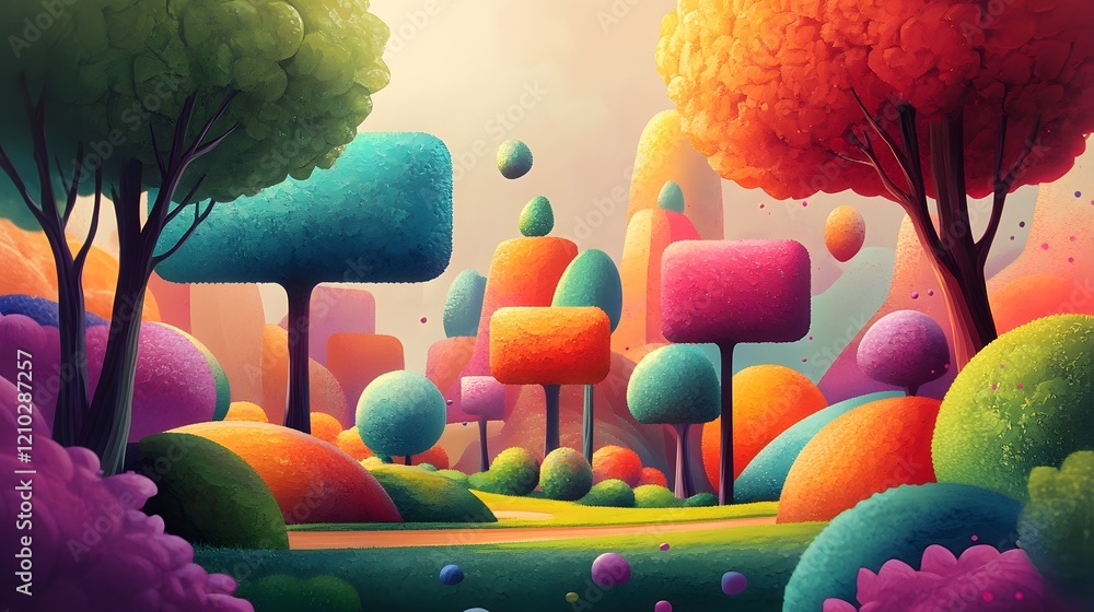 Aufkleber imaginative and vibrant abstract digital artwork featuring colorful smooth shapes bold textures and 
