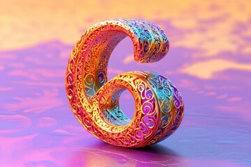The number 6 is made up of many different shapes and colors