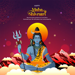 happy maha shivratri background with mountain background