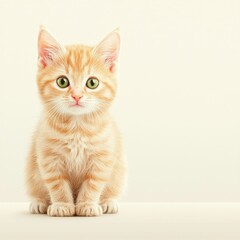 Obraz premium Gentle close-up of an adorable light beige kitten in watercolor