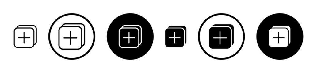 Add apps icons set in black filled and stroke line style