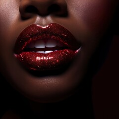 Obraz premium Cosmetics lipstick black mouth