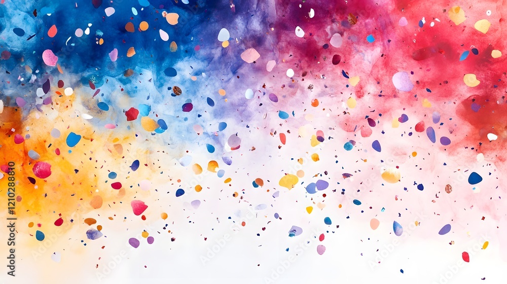 Poster vibrant abstract confetti patterns with sparkling gradients cheerful festive tones and playful aesth