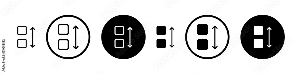 Poster apps sort icons set in black filled and stroke line style