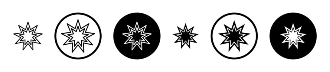 Bahai icons set in black filled and stroke line style