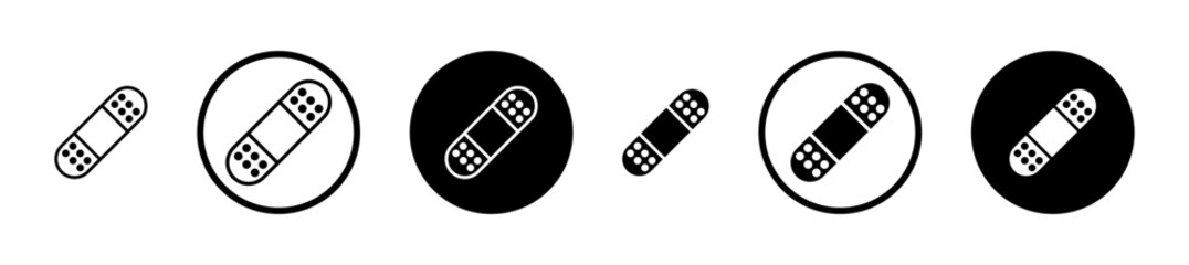 Band aid icons in black and blue set