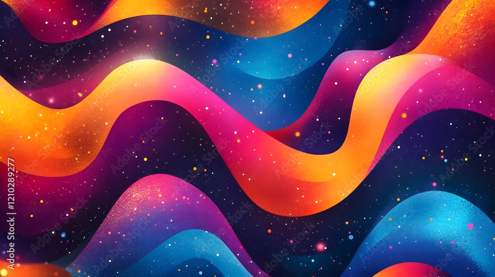 Poster vibrant and colorful abstract design featuring playful confetti inspired patterns dynamic gradients 