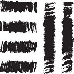 black brush strock set  and white background