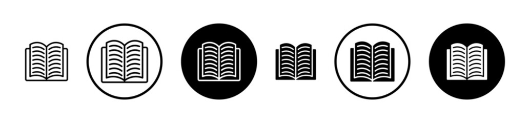 Book icons set in black filled and stroke line style