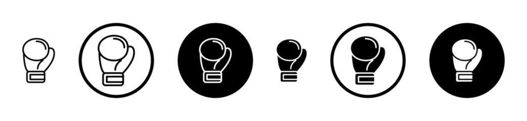 Boxing glove icons set in black filled and stroke line style
