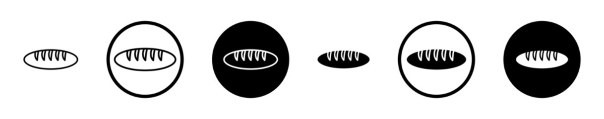 Bread icons set in black filled and stroke line style