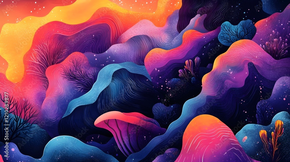 Poster adventurous and modern whimsical with vibrant smooth gradients colorful details and a playful creati